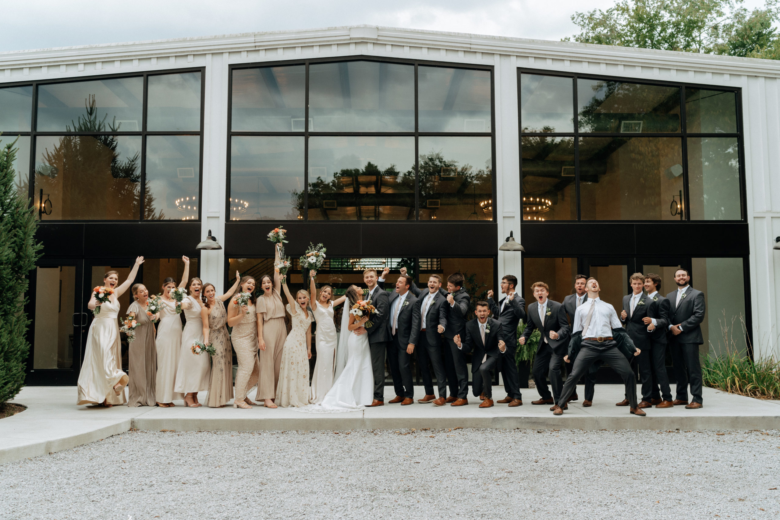 Bridal party excited on their wedding day!