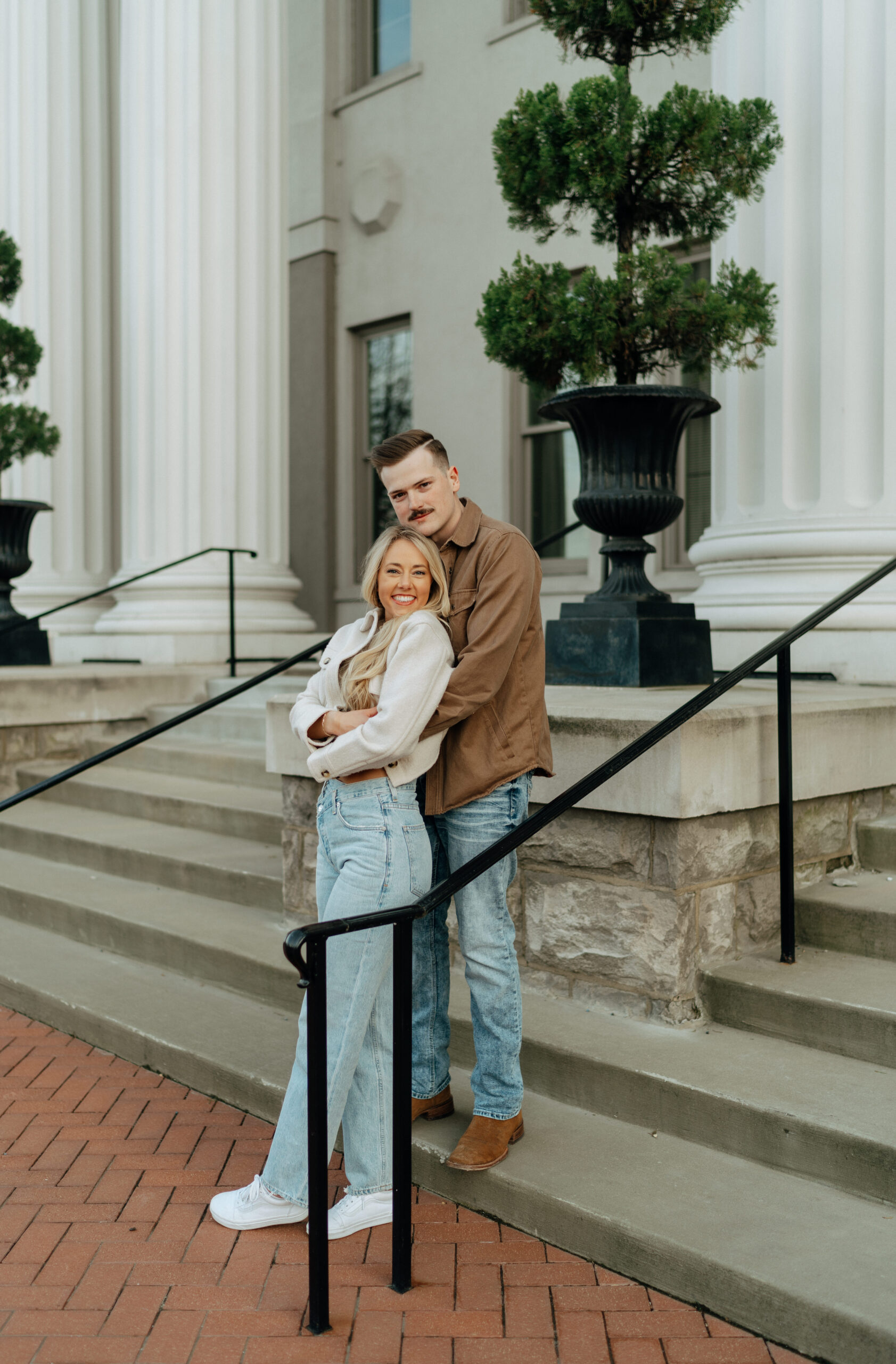 couple taking pictures at belmont university