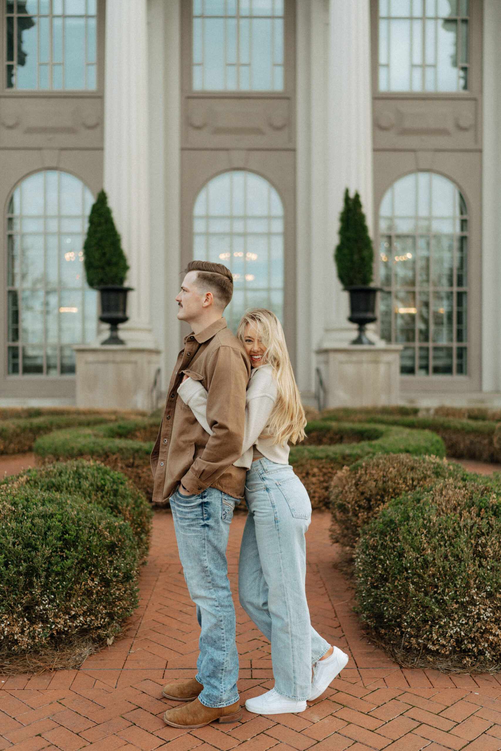 couple taking pictures at belmont university