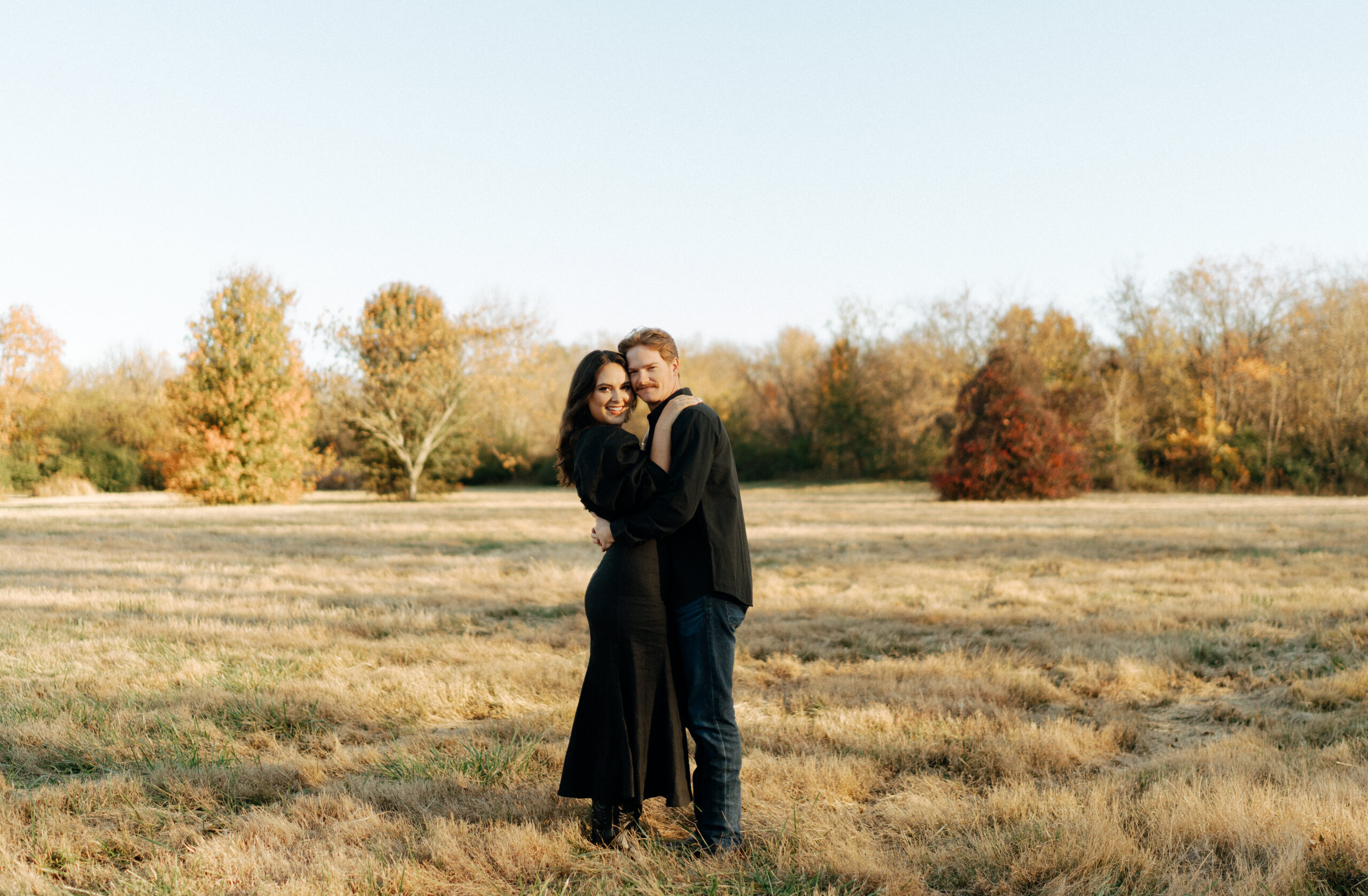 This is a couple taking pictures together for their engagement session in Franklin, TN!