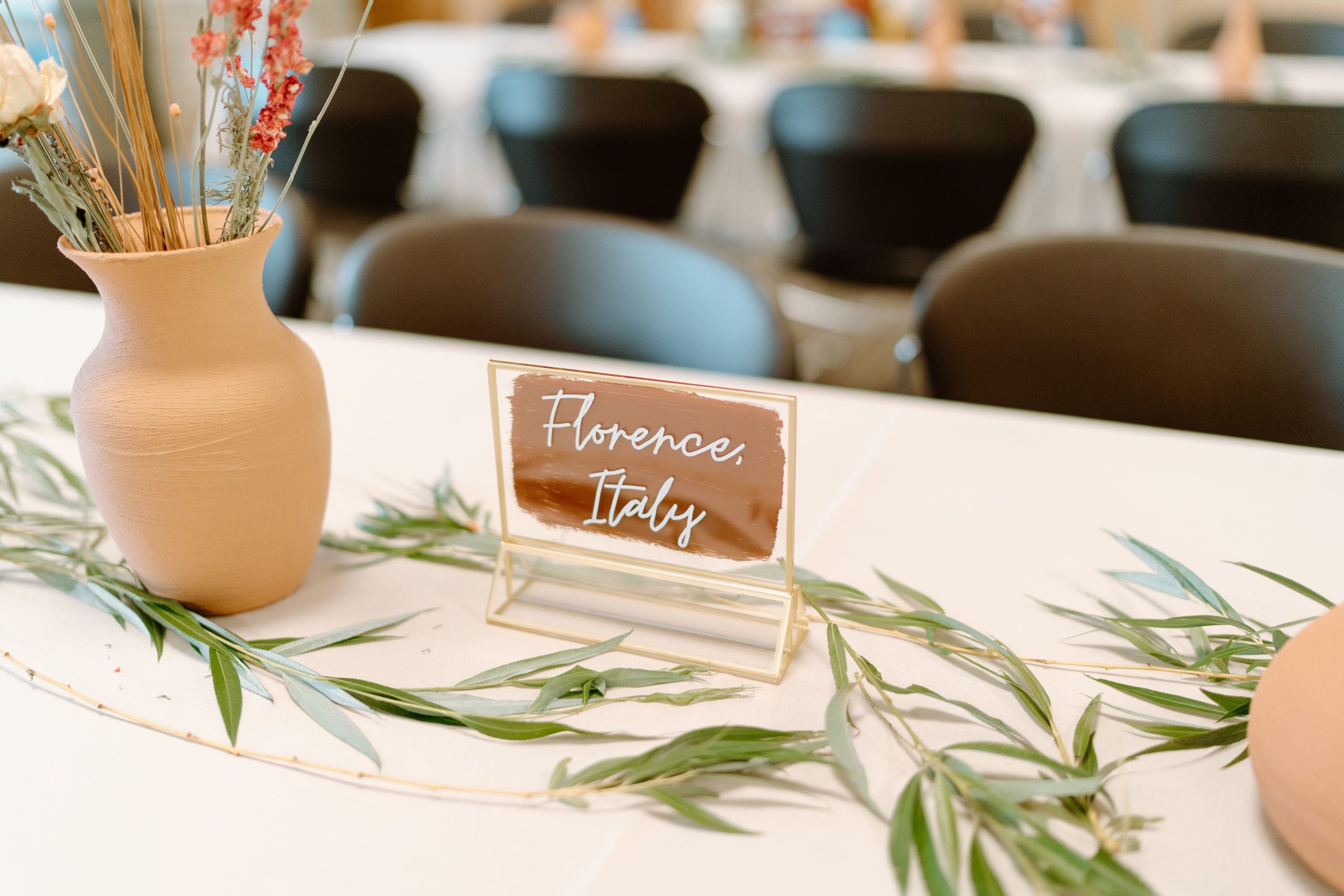 This is a picture of the wedding details on tables