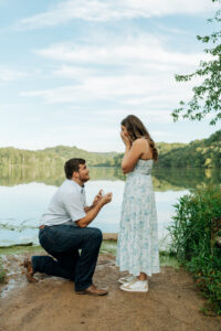 man proposing to his girlfriend at radnor lake in nashville, tn